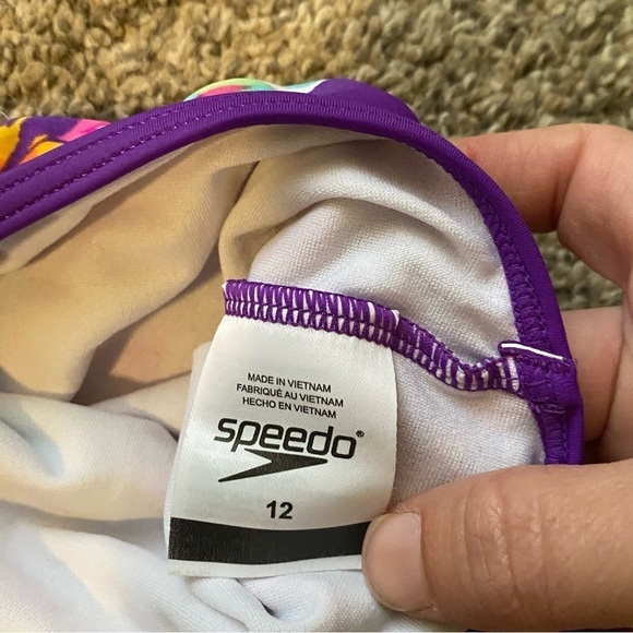 Speedo Floral Multicolor One-Piece Swimsuit Sz 12 - Picture 5 of 6